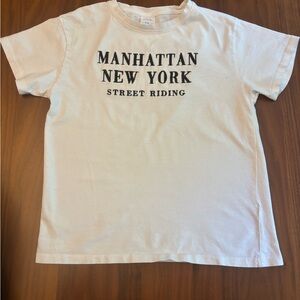 Zara White T-Shirt Manhattan NY Street Riding Girls size 9-10